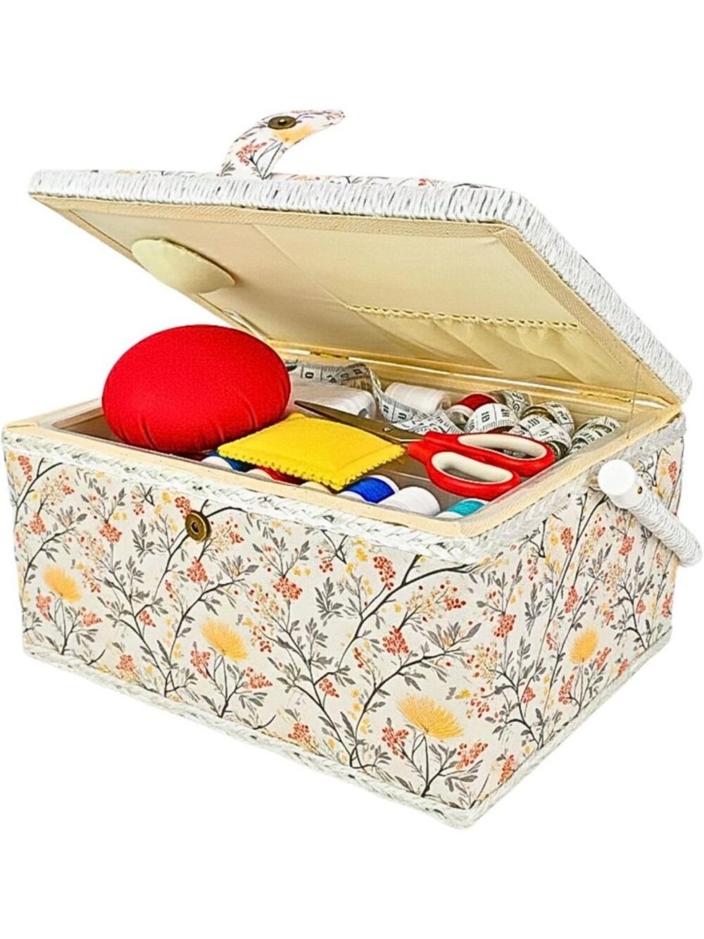 Large Vintage Sewing Box with Elegant Design - Perfect for Craft Storage